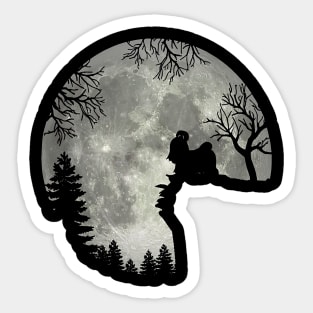 Shih Tzu Dog And Moon Scary Halloween Sticker